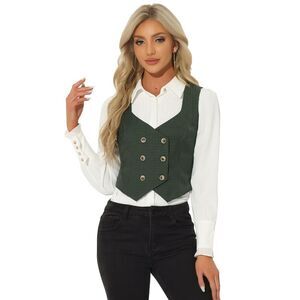 Steampunk Vest Suit Racerback Vintage Plaid Waistcoat Green